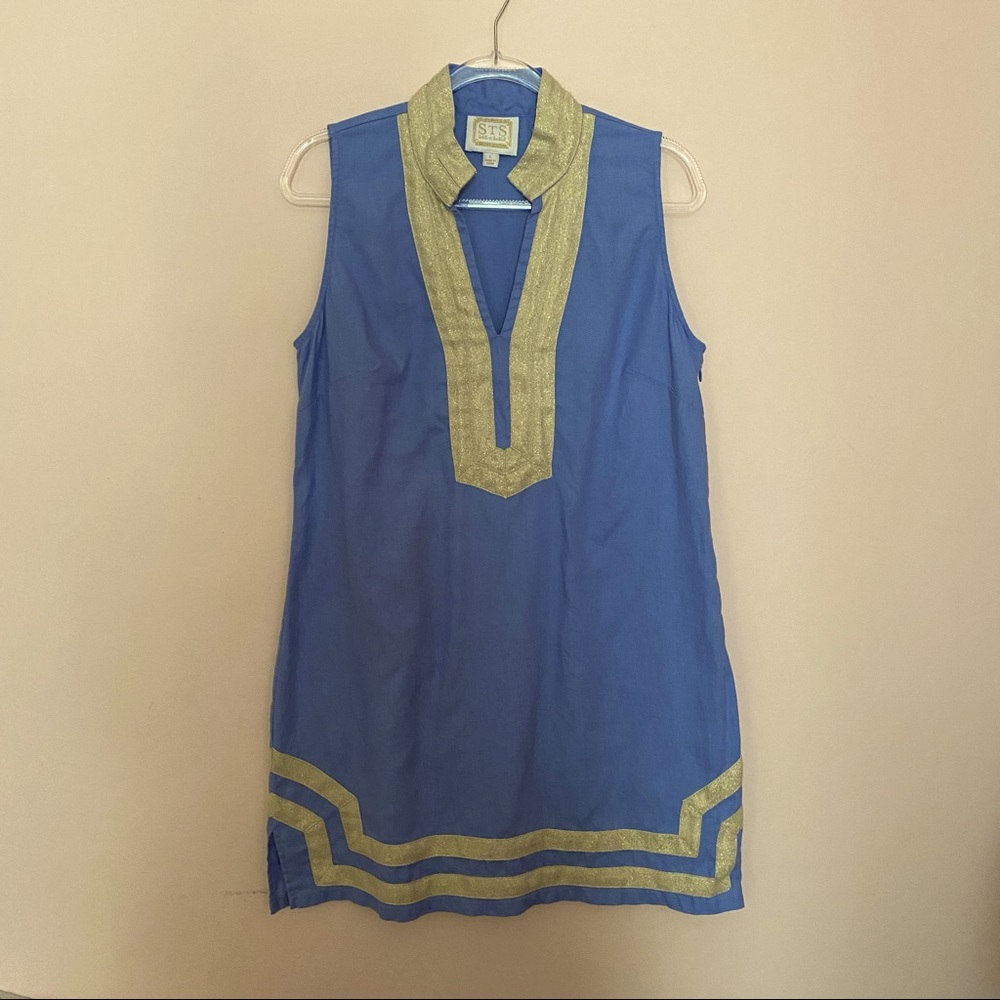 Sail to Sable blue dress with gold trim